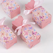 25 Floral Top Party Favor Boxes with Butterfly Print - Pink BOX_FLO_BUT01_PINK