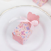25 Floral Top Party Favor Boxes with Butterfly Print - Pink BOX_FLO_BUT01_PINK