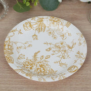 25 French Toile Floral Paper Salad Dinner Plates - Disposable Tableware