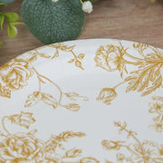 25 French Toile Floral Paper Salad Dinner Plates - Disposable Tableware