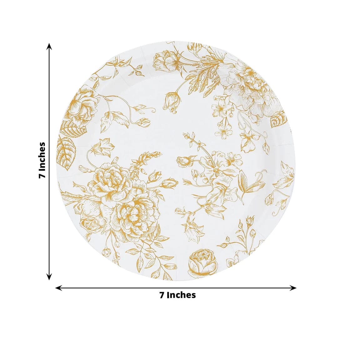 25 French Toile Floral Paper Salad Dinner Plates - Disposable Tableware
