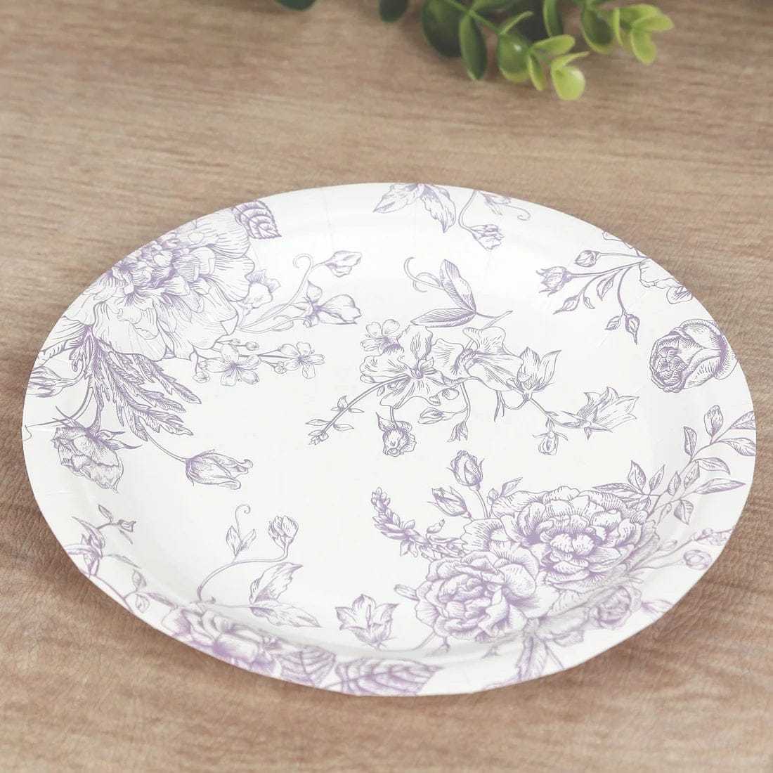 25 French Toile Floral Paper Salad Dinner Plates - Disposable Tableware