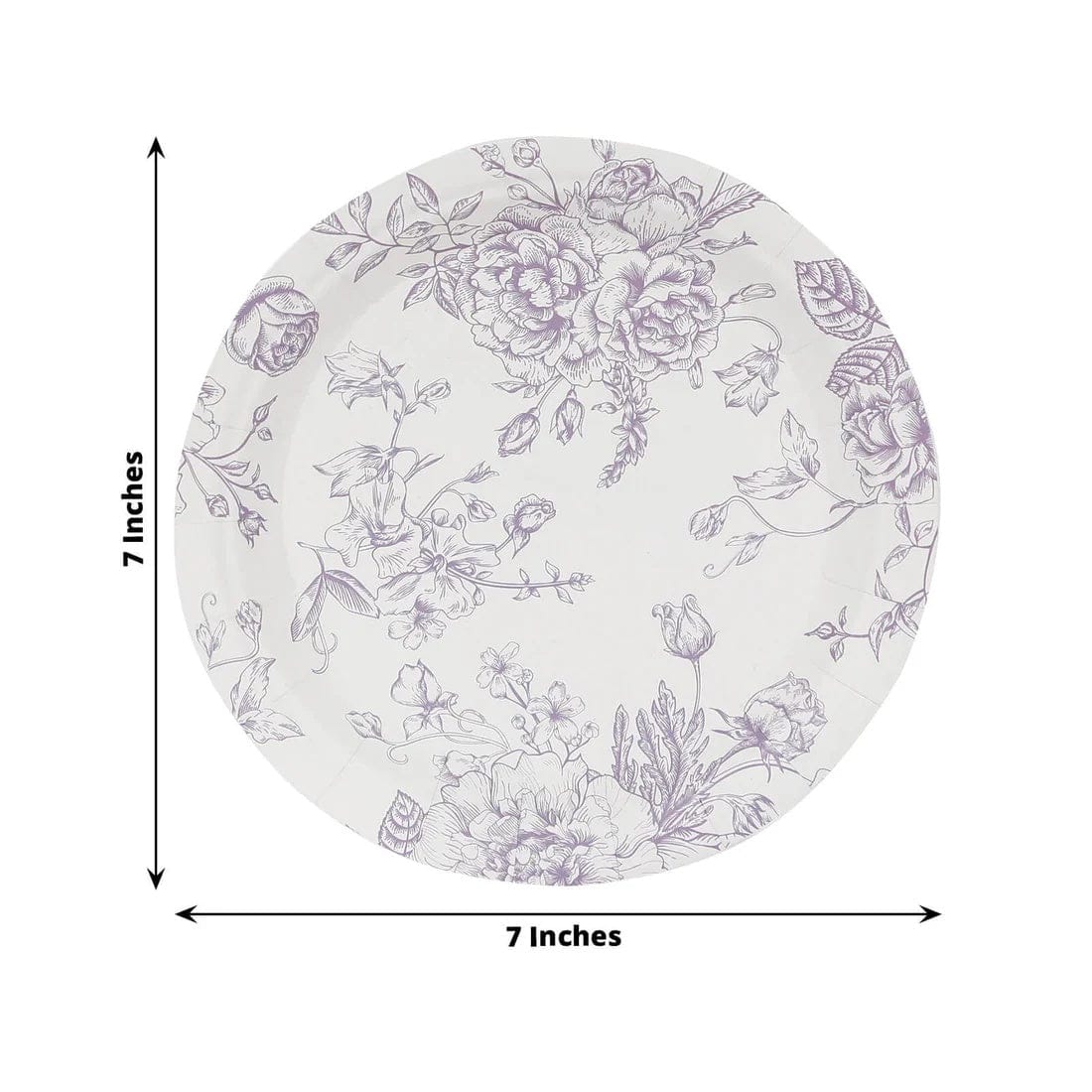 25 French Toile Floral Paper Salad Dinner Plates - Disposable Tableware