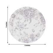 25 French Toile Floral Paper Salad Dinner Plates - Disposable Tableware