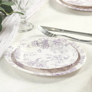 25 French Toile Floral Paper Salad Dinner Plates - Disposable Tableware