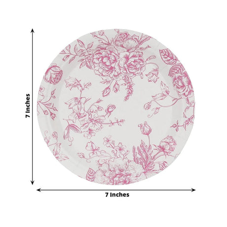 25 French Toile Floral Paper Salad Dinner Plates - Disposable Tableware