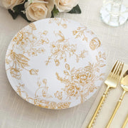 25 French Toile Floral Paper Salad Dinner Plates - Disposable Tableware