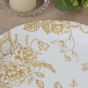 25 French Toile Floral Paper Salad Dinner Plates - Disposable Tableware