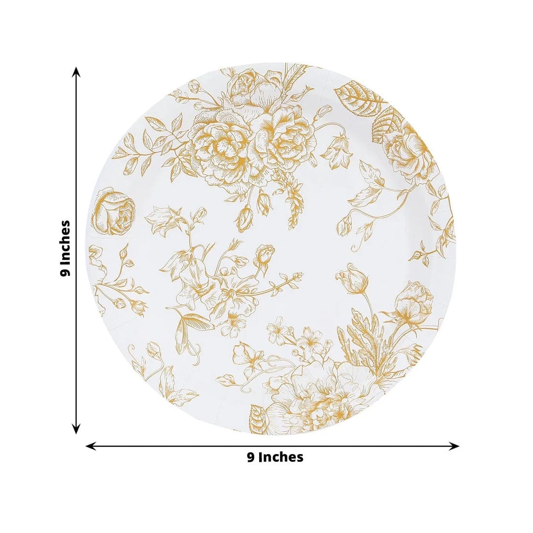 25 French Toile Floral Paper Salad Dinner Plates - Disposable Tableware