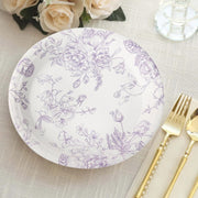 25 French Toile Floral Paper Salad Dinner Plates - Disposable Tableware