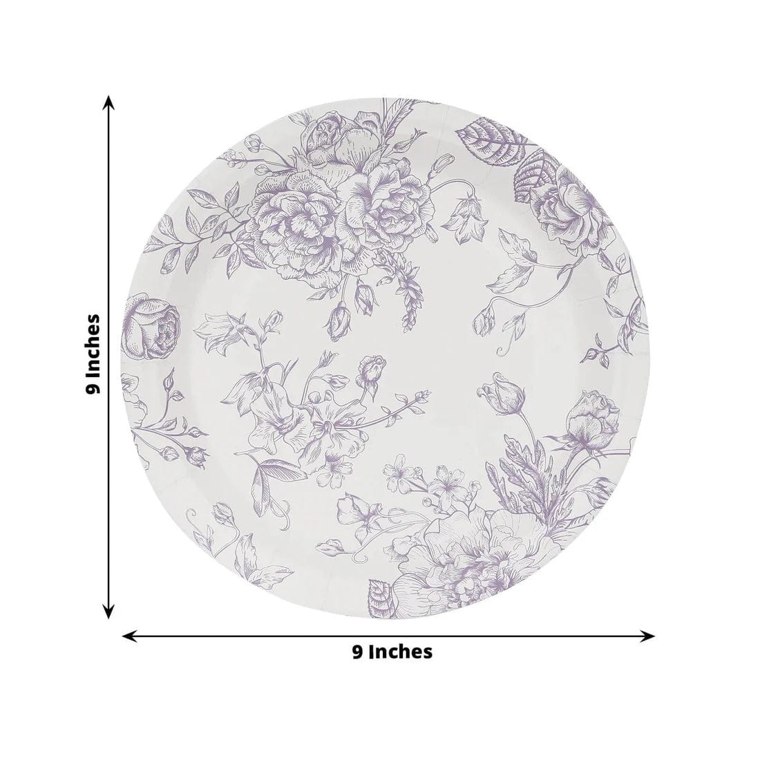 25 French Toile Floral Paper Salad Dinner Plates - Disposable Tableware