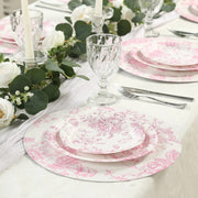 25 French Toile Floral Paper Salad Dinner Plates - Disposable Tableware