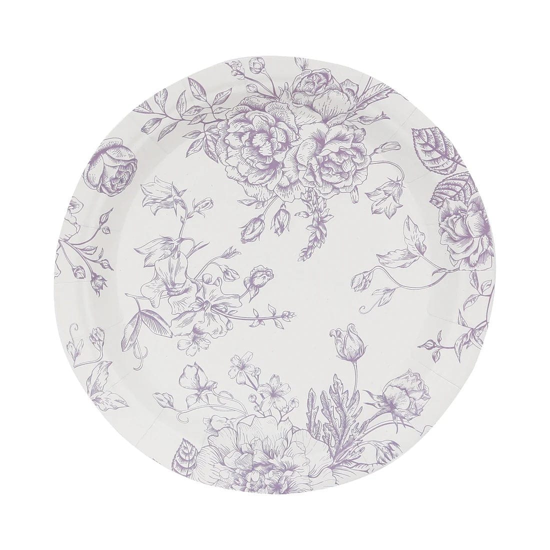 25 French Toile Floral Paper Salad Dinner Plates - Disposable Tableware DSP_PPR0023_FLOR_7_LAV