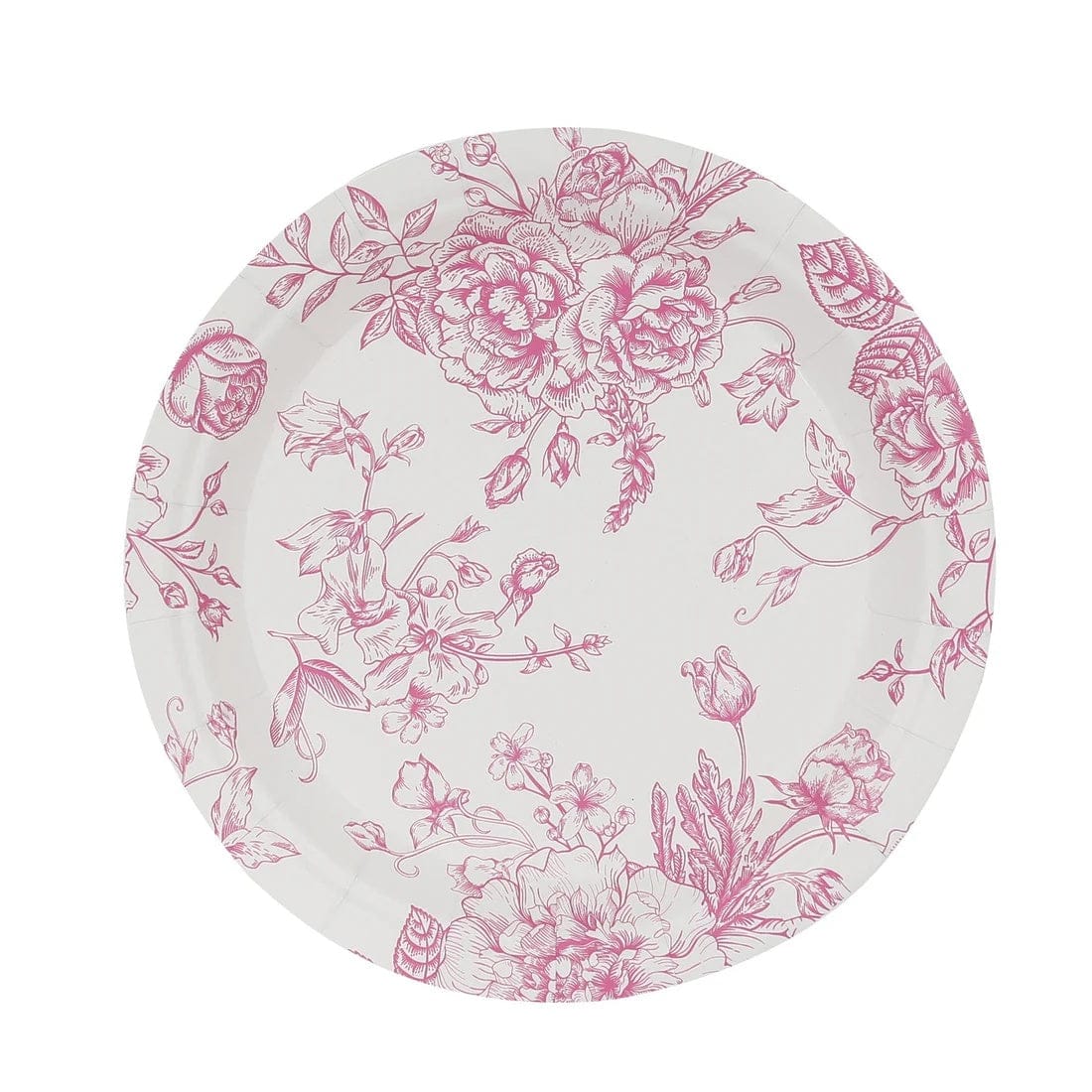 25 French Toile Floral Paper Salad Dinner Plates - Disposable Tableware DSP_PPR0023_FLOR_7_PINK