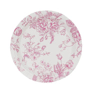 25 French Toile Floral Paper Salad Dinner Plates - Disposable Tableware DSP_PPR0023_FLOR_7_PINK