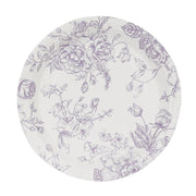 25 French Toile Floral Paper Salad Dinner Plates - Disposable Tableware DSP_PPR0023_FLOR_9_LAV