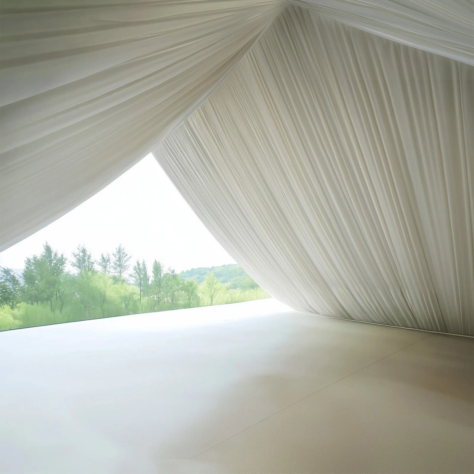 25 ft x 36 ft 4-Way Stretch Spandex Tent Ceiling Drape with Pole Pockets