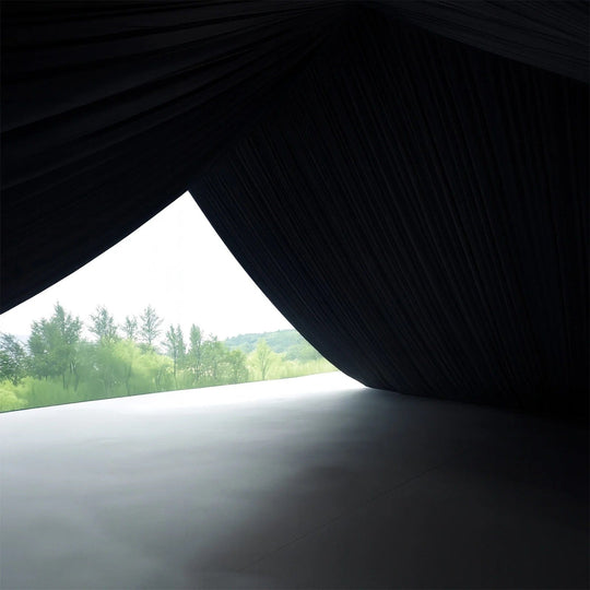 25 ft x 36 ft 4-Way Stretch Spandex Tent Ceiling Drape with Pole Pockets CUR_PANSPX_TENT_2536_BLK