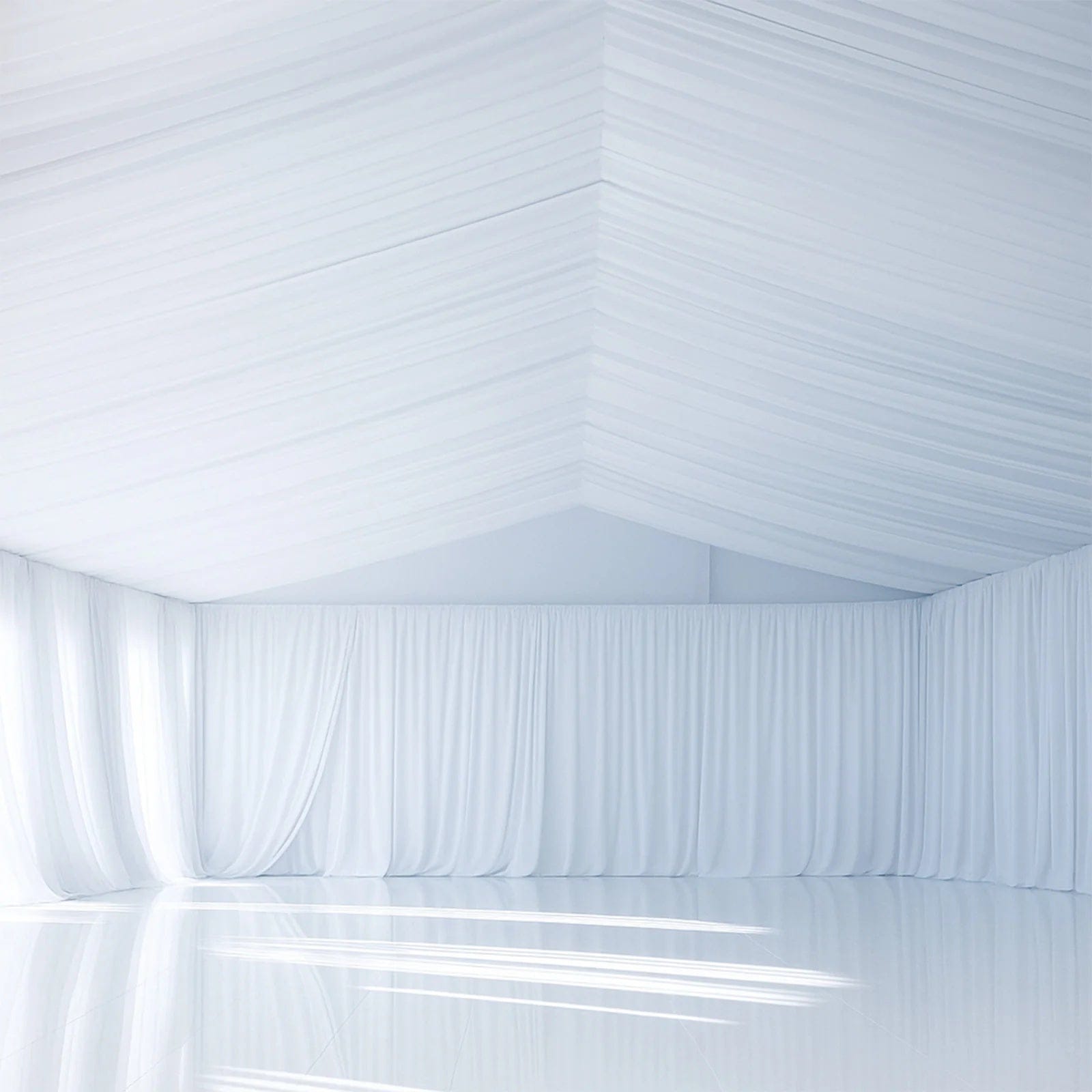25 ft x 36 ft 4-Way Stretch Spandex Tent Ceiling Drape with Pole Pockets CUR_PANSPX_TENT_2536_WHT