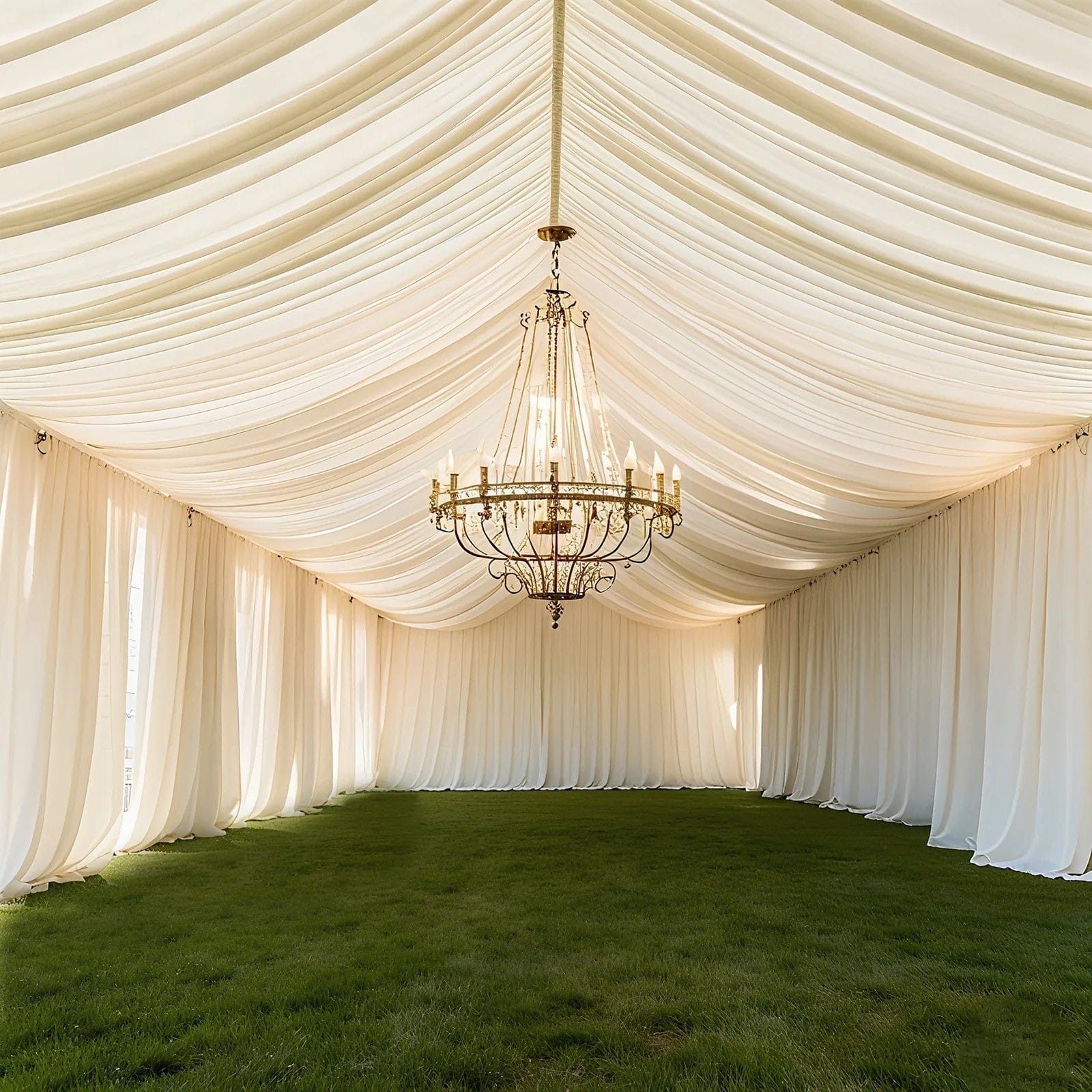 25 ft x 36 ft Stretch Spandex 100 GSM Tent Ceiling Drape with Pole Pockets
