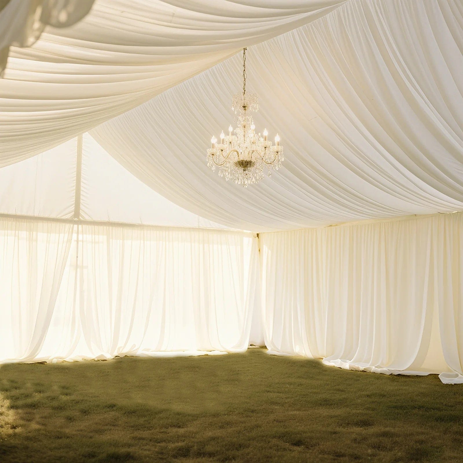 25 ft x 36 ft Stretch Spandex 100 GSM Tent Ceiling Drape with Pole Pockets