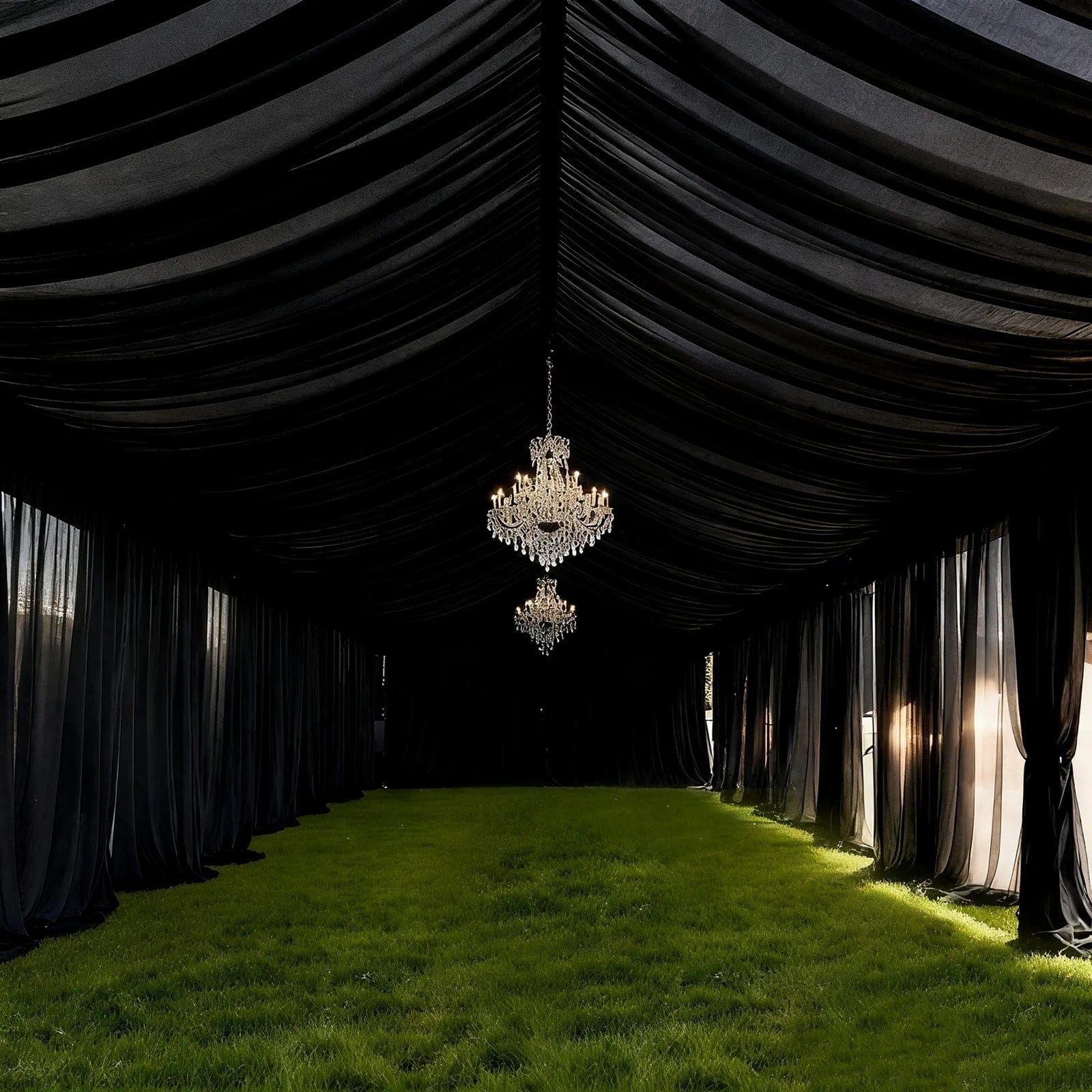 25 ft x 36 ft Stretch Spandex 100 GSM Tent Ceiling Drape with Pole Pockets