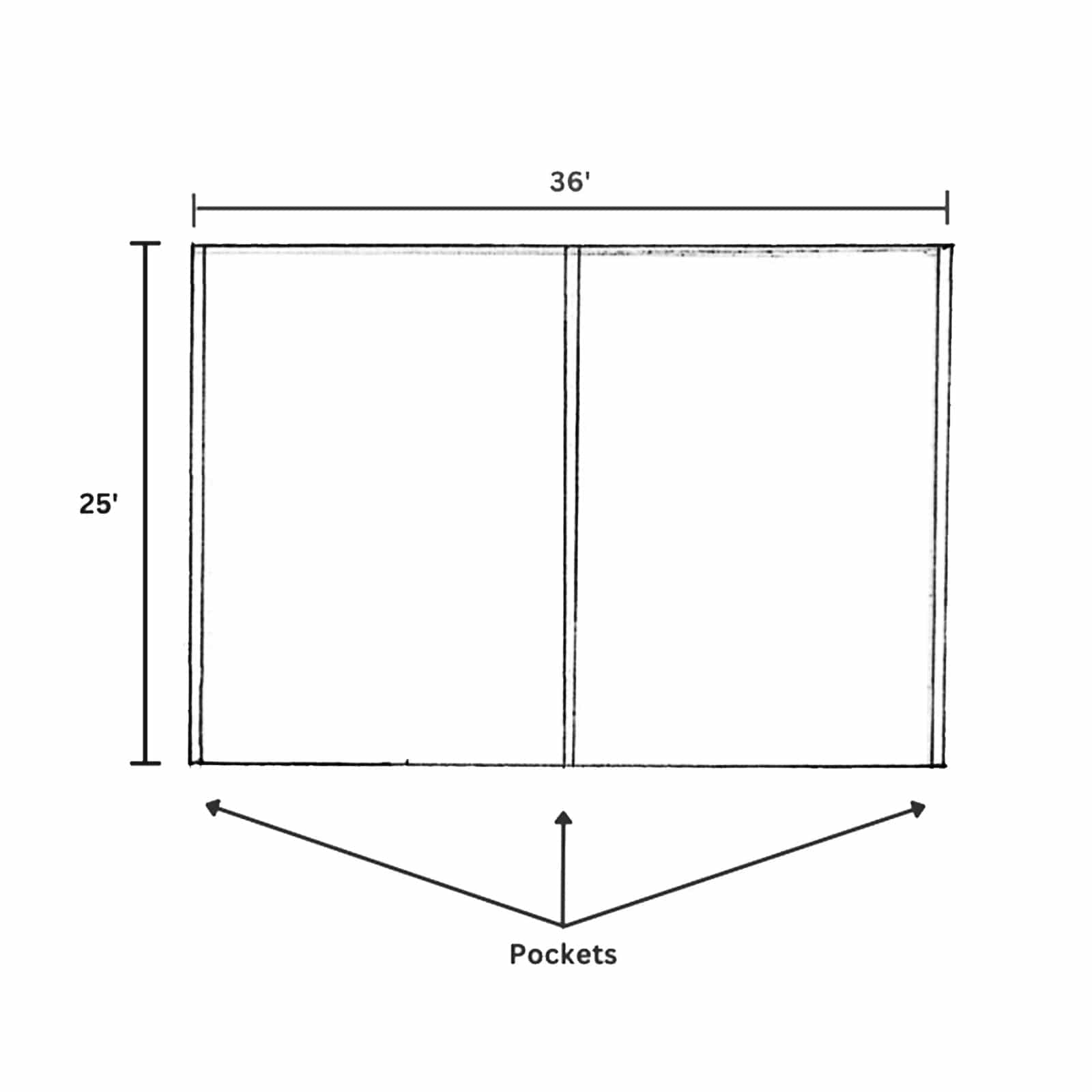 25 ft x 36 ft Stretch Spandex 100 GSM Tent Ceiling Drape with Pole Pockets