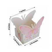 25 Glitter Butterfly Theme Paper Food Trays - White and Pink BOX_5X3_BUT01_PINK