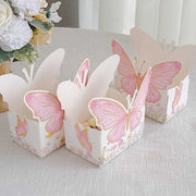 25 Glitter Butterfly Theme Paper Food Trays - White and Pink BOX_5X3_BUT01_PINK