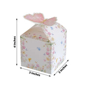 25 Glitter Butterfly Top Party Favor Boxes - White and Pink BOX_3X3_BUT01_PINK