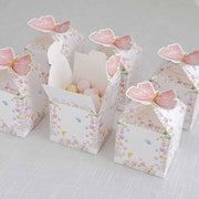 25 Glitter Butterfly Top Party Favor Boxes - White and Pink BOX_3X3_BUT01_PINK