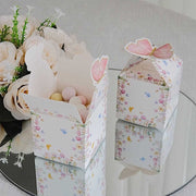 25 Glitter Butterfly Top Party Favor Boxes - White and Pink BOX_3X3_BUT01_PINK