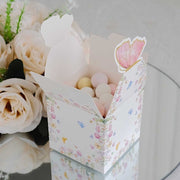 25 Glitter Butterfly Top Party Favor Boxes - White and Pink BOX_3X3_BUT01_PINK