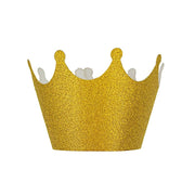 25 Glittered Crown Paper Cupcake Liners Muffin Wrappers - Gold CAKE_WRAP_PAP02_GOLD