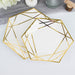 25 Hexagon Paper Salad Dinner Plates with Gold Trim - Disposable Tableware