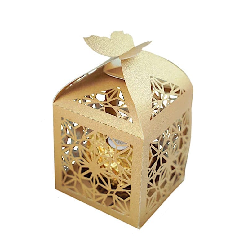25 Lacer Cut Lace Design Party Favor Boxes with Butterfly Top