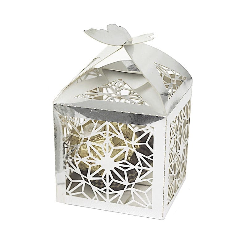 25 Lacer Cut Lace Design Party Favor Boxes with Butterfly Top