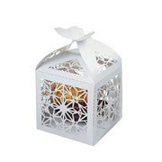 25 Lacer Cut Lace Design Party Favor Boxes with Butterfly Top
