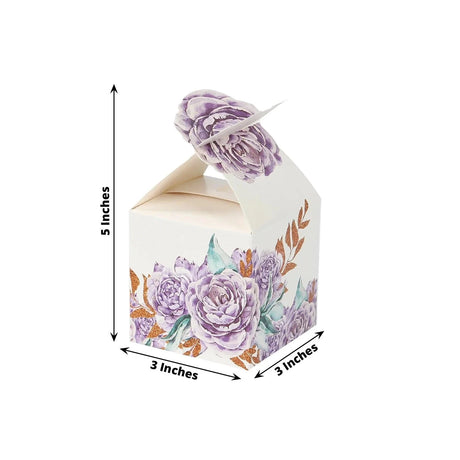 25 Lavender Peony Floral Top Party Favor Boxes - Lilac BOX_3X3_PEO02_LAV