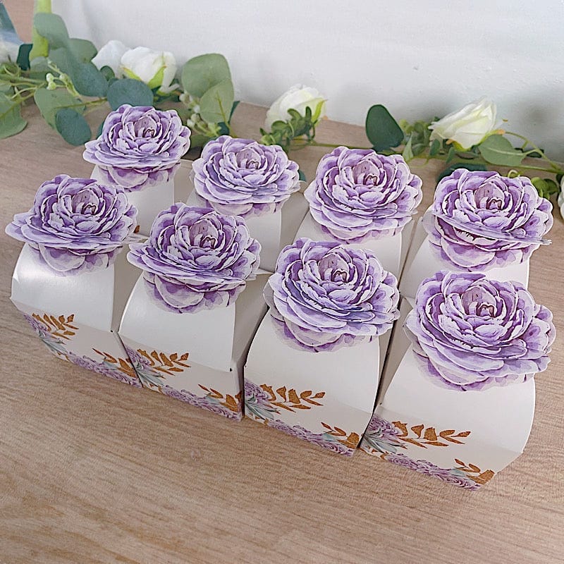 25 Lavender Peony Floral Top Party Favor Boxes - Lilac BOX_3X3_PEO02_LAV