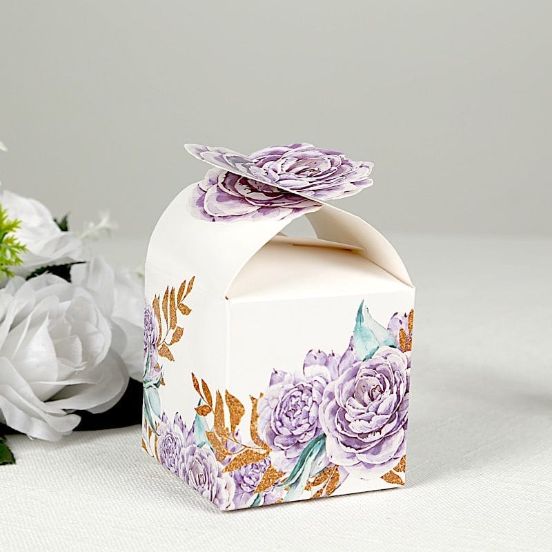 25 Lavender Peony Floral Top Party Favor Boxes - Lilac BOX_3X3_PEO02_LAV