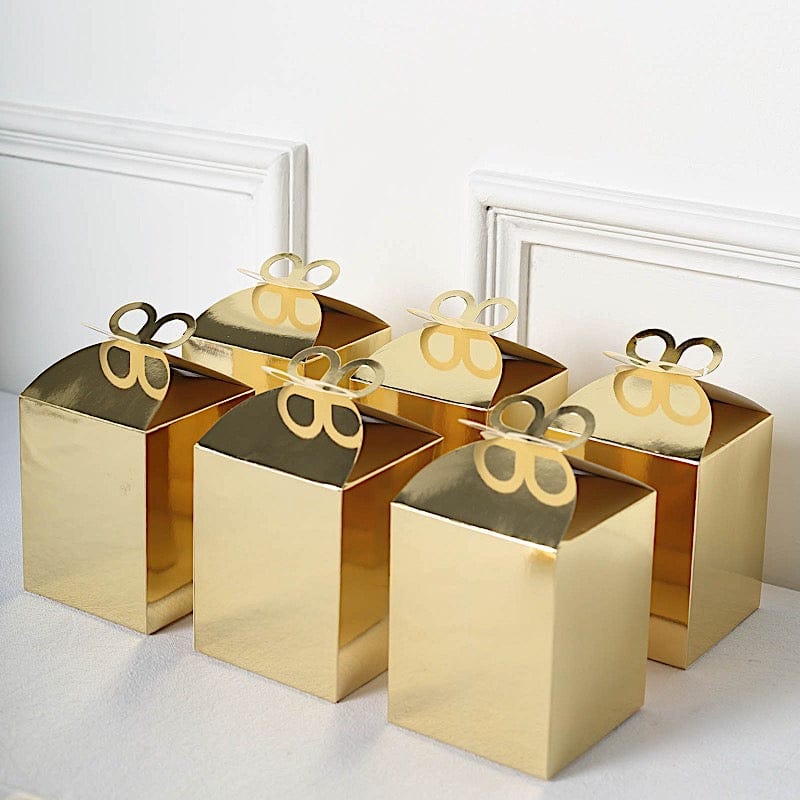 25 Metallic Foil Butterfly Top Favor Boxes