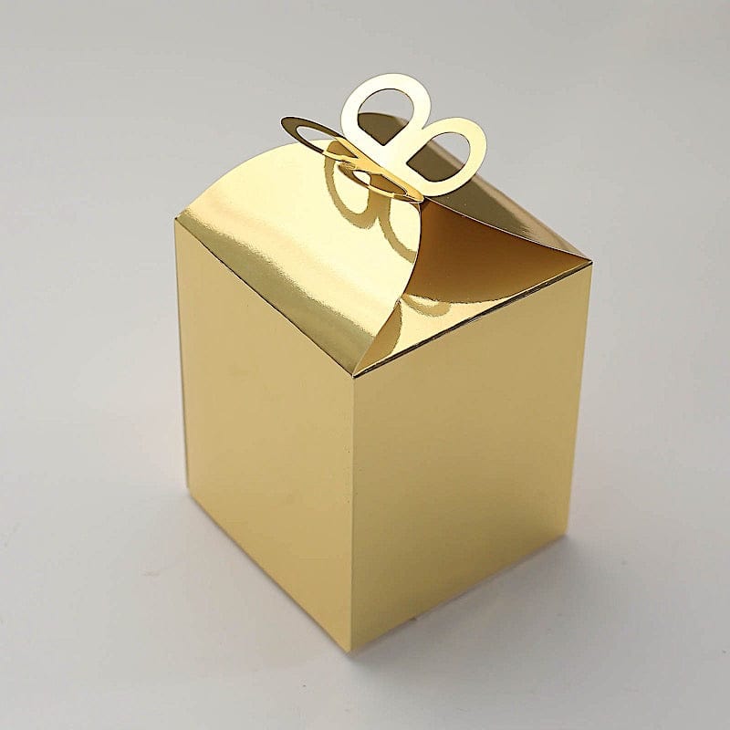 25 Metallic Foil Butterfly Top Favor Boxes