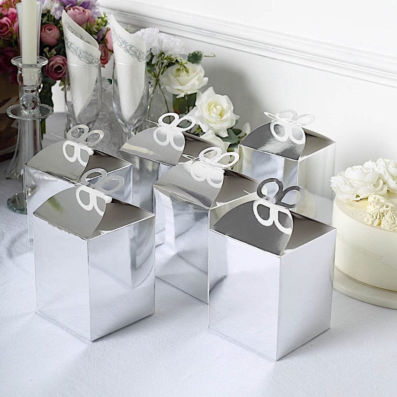 25 Metallic Foil Butterfly Top Favor Boxes