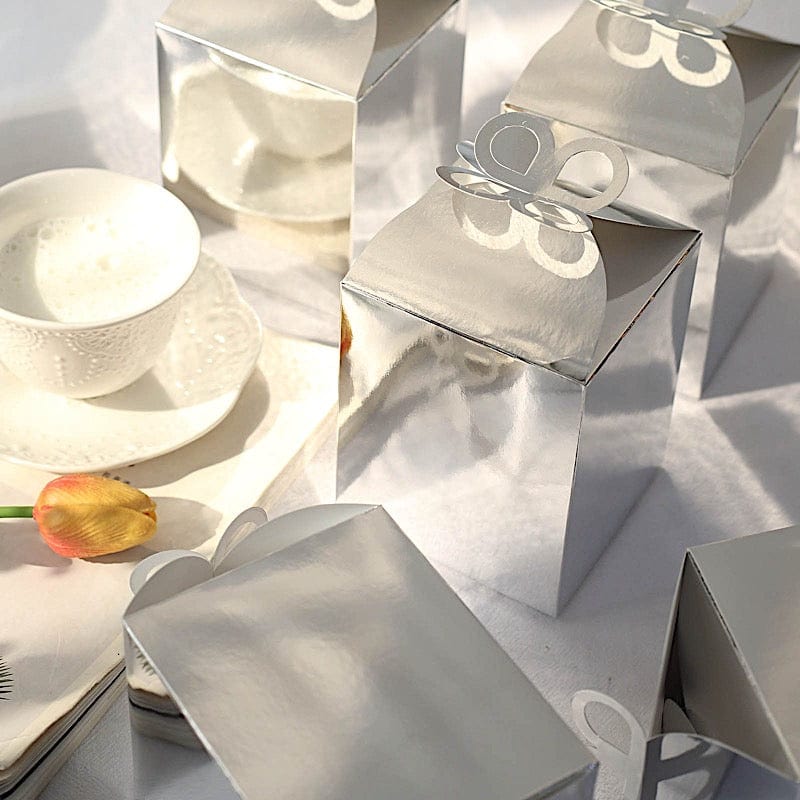 25 Metallic Foil Butterfly Top Favor Boxes