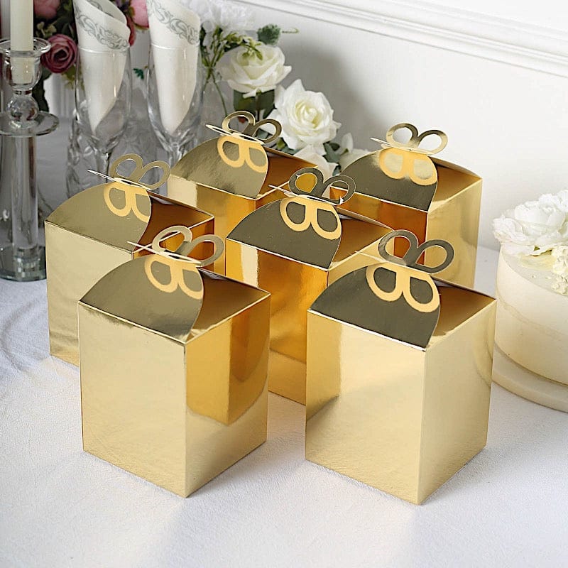 25 Metallic Foil Butterfly Top Favor Boxes