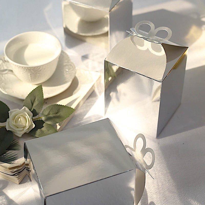 25 Metallic Foil Butterfly Top Favor Boxes