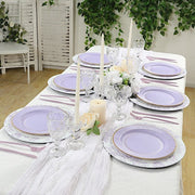 25 Metallic Round Paper Salad Dinner Plates with Textured Rim - Disposable Tableware