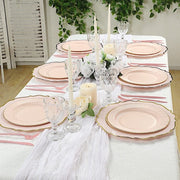 25 Metallic Round Paper Salad Dinner Plates with Textured Rim - Disposable Tableware