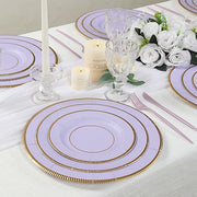 25 Metallic Round Paper Salad Dinner Plates with Textured Rim - Disposable Tableware